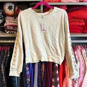 Skinnygirl light gray sweatshirt with side zippers and metal  detail XS NWT